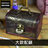 INPHIC-密室仿古道具拍攝桌面木盒收納盒擺飾復古道具家居-大款配鎖